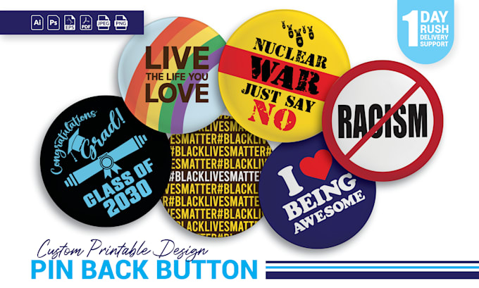 design custom pin badges, pin button, fridge magnets