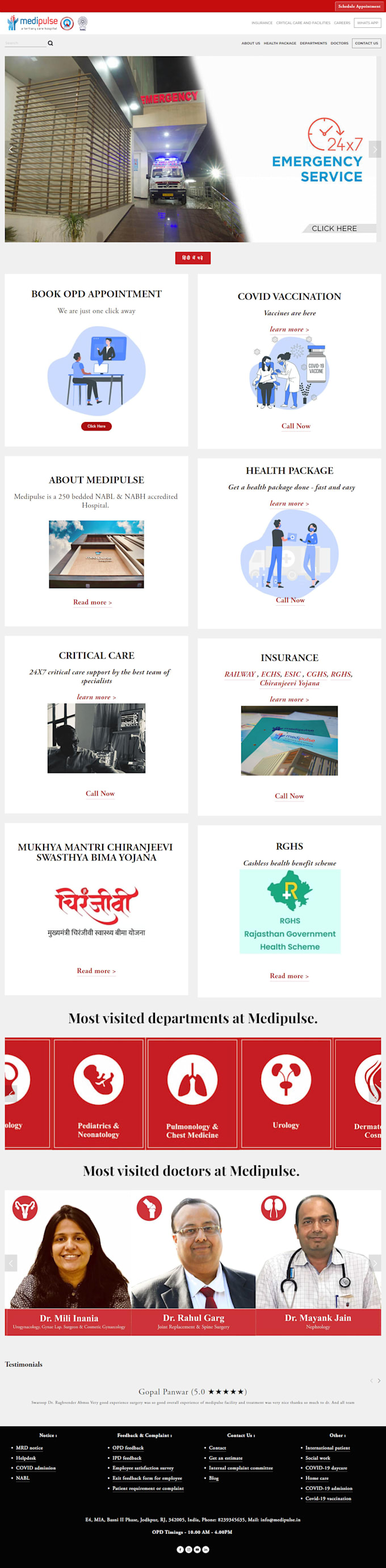 design healthcare website, dental website and hospital website