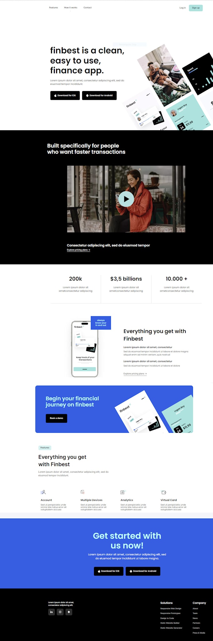 Create responsive and modern landing page using html,css,js by Boshi_mg ...