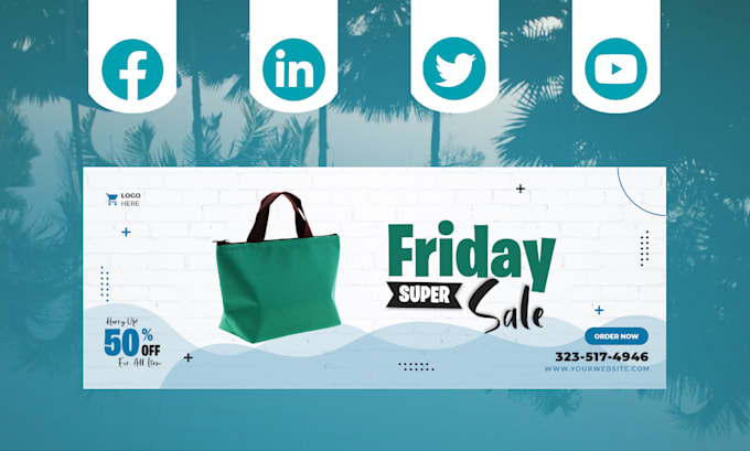 design facebook, linkedin, twitter, and youtube banner, cover, header