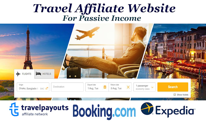 create flights and hotel booking affiliate websites for passive income