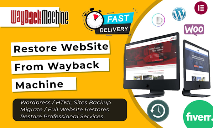 restore website from wayback machine into wordpress elementor