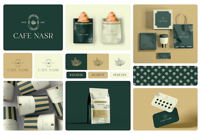 design a premium coffee shop or bakery logo and branding package