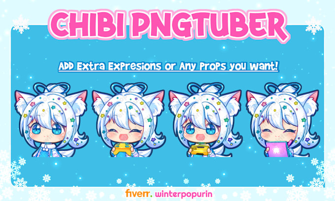 create cute chibi custom pngtuber for vtuber and twitch