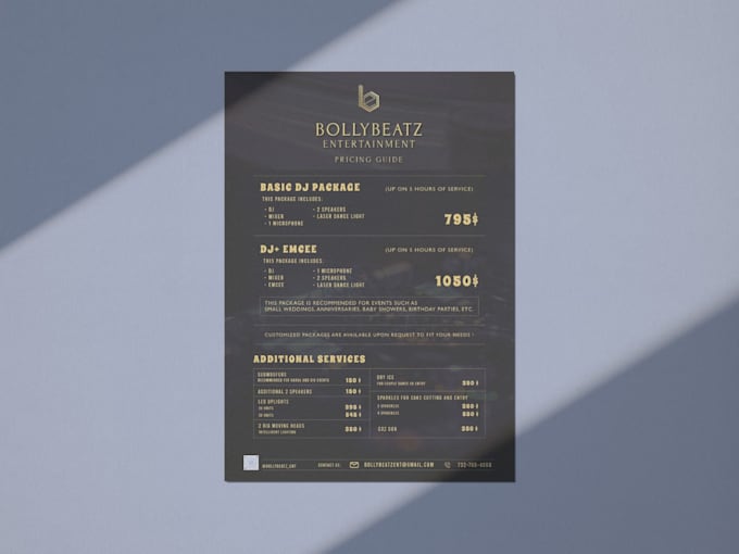 design professional pricing guides, price lists, rate cards