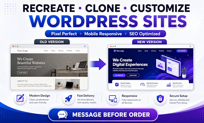 redesign, recreate or customise your wordpress website