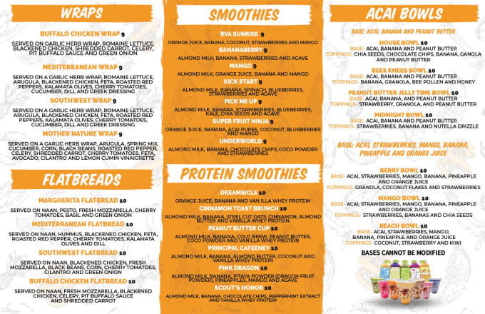 design your menu for bars, restaurants, brochures, trifolds