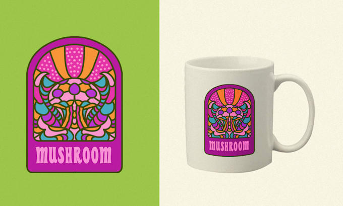 draw a minimalism psychedelic illustration for merchandise