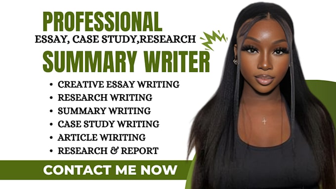 do essay writing, content writing, research, summary, creative essay,