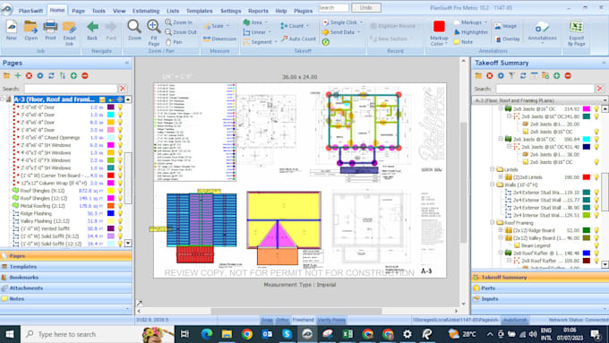 construction cost estimation and material takeoff on planswift, bluebeam