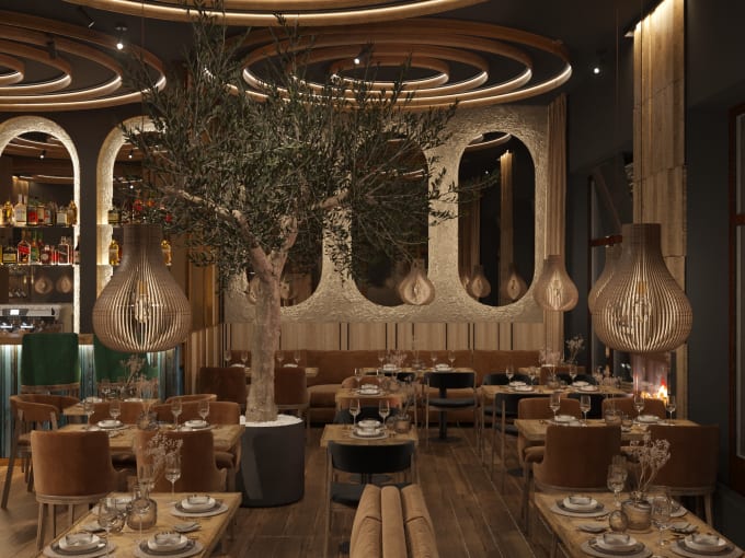 create interior design for restaurant, cafe