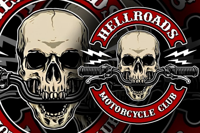 a cool  motorcycle garage logo illustration design