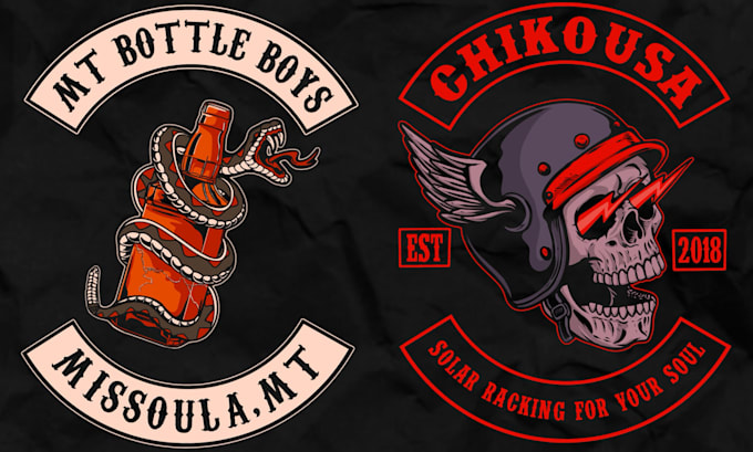 a cool motorcycle garage logo illustration design
