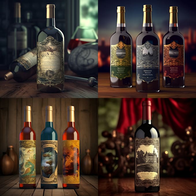 do professional  gin, wine, vodka, bottle label design