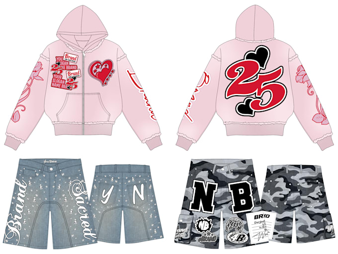 design distressed hoodie or jeans streetwear clothes patches merchandise