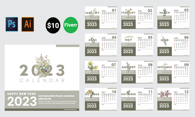 do wall calendar or desk calendar design in 24 hours
