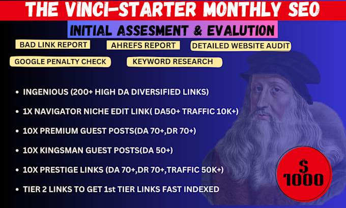 do full monthly SEO with high da backlinks for top ranking