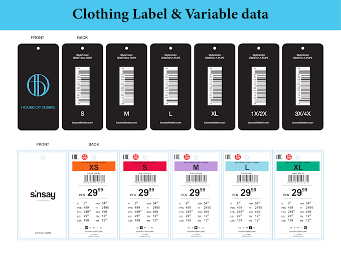 design label, clothing label, care label, hang tag and price tag