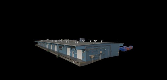 low poly 3d building for flight simulation