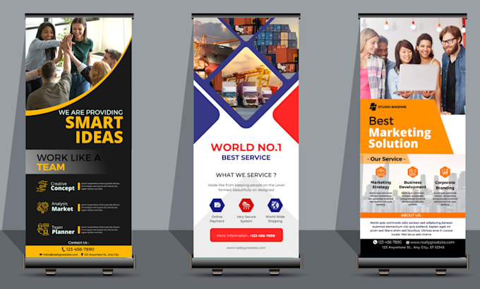 design modern roll up, standee, pull up or pop up banner