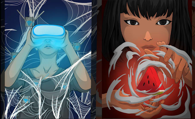 Create cool digital art illustrations,character designs,concept art for ...