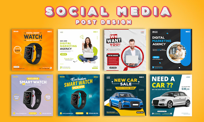 Create 30 post designs for your social media, instagram, facebook post ...