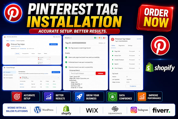 install, fix pinterest tag for conversion tracking, claim your website