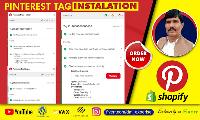 install and fix pinterest tag for conversion tracking, claim your website