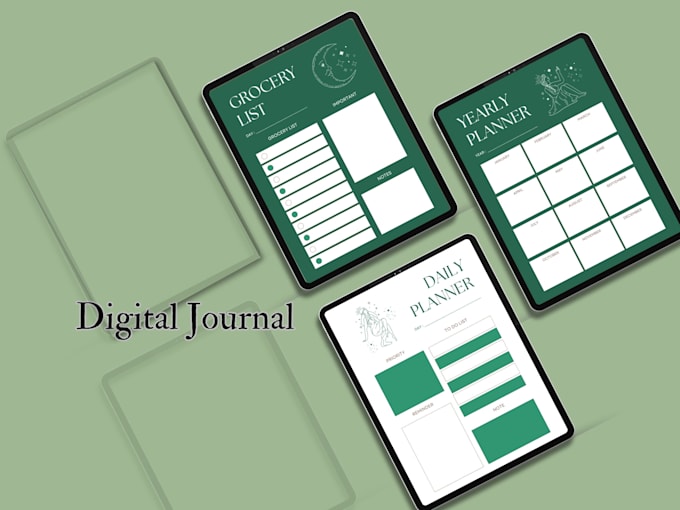 create a digital or printable planner and journal templates
