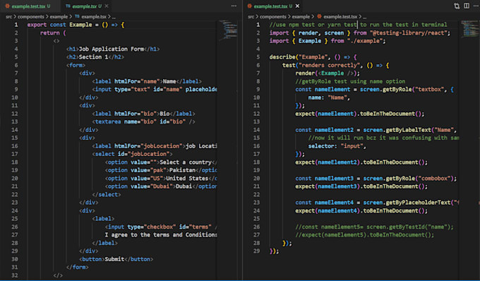 create unit tests using jest and react testing library
