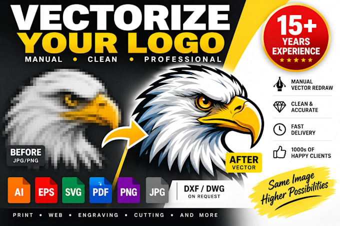 manually vectorize your logo, image or ai generated artwork