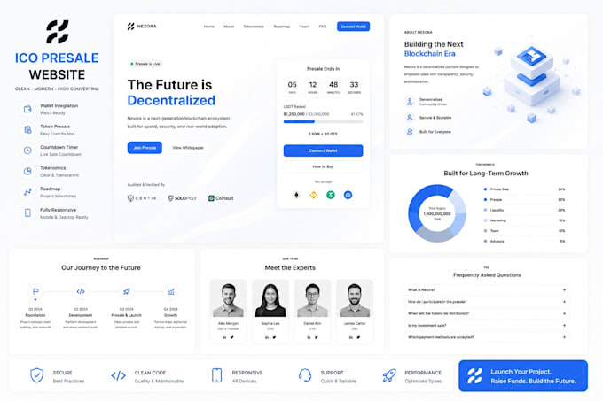 create ico presale website futuristic minimalist design
