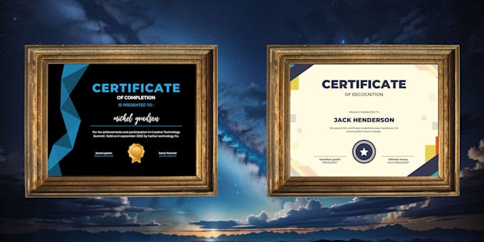 Design a professional certificate in 24 hours by Ilyas_lakrint | Fiverr