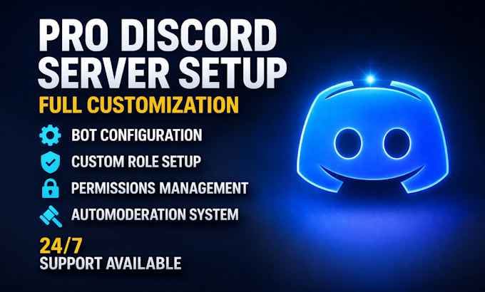 setup a professional discord server with bots, roles and security