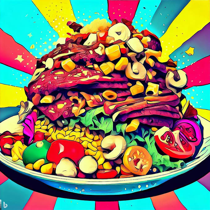 Make food pop art of your food by Peatsaudee Fiverr