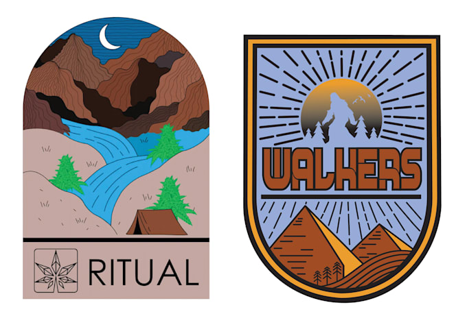 design clean badge, patch, round sticker, and logo design