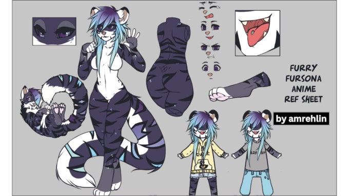 Draw reference sheet for your furry, oc, fursona character, nsfw