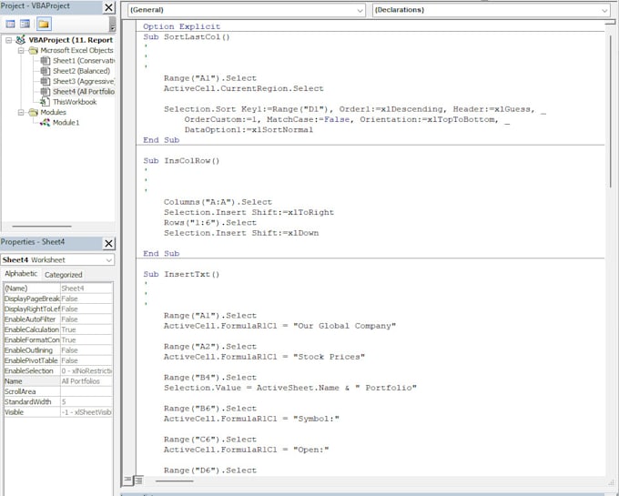 write vba macros in excel to automate worksheets