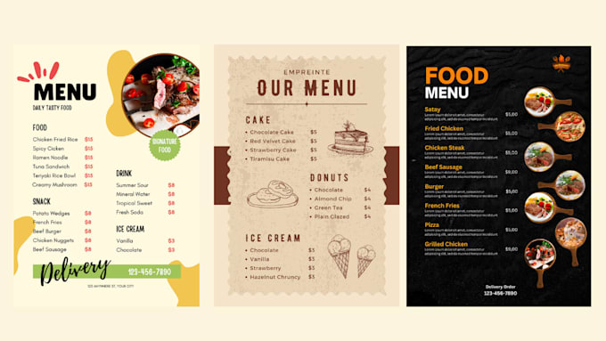 design modern and professional restaurant menu design