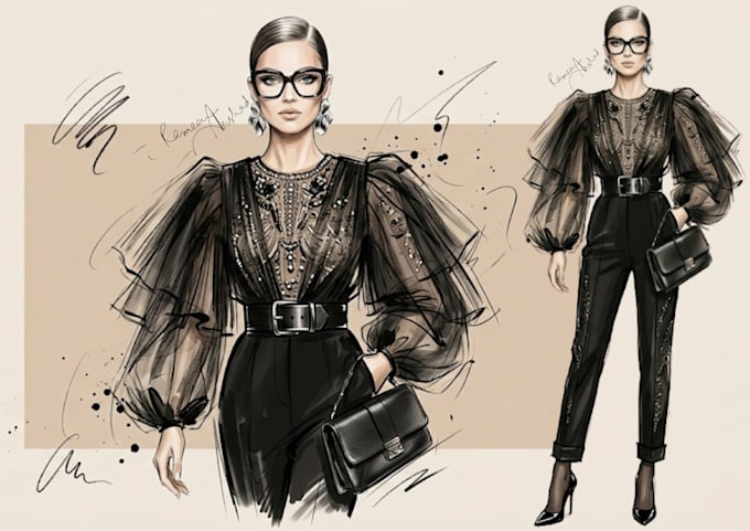 draw digital fashion illustrations for you