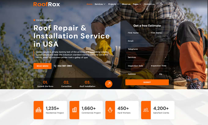 build professional roofing website roofing contractor website