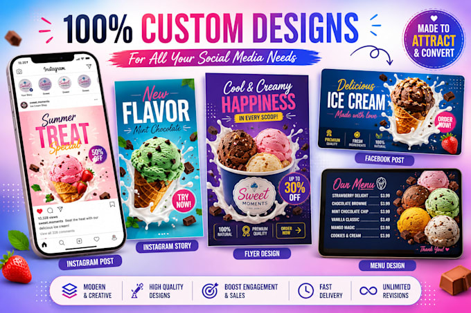 design pro level ice cream banner and other logo