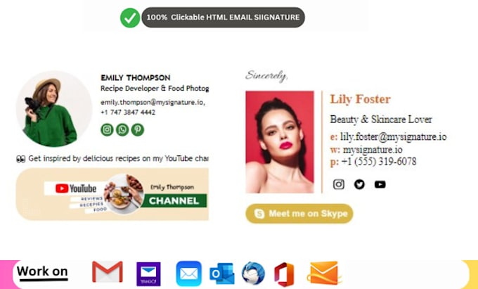 design a clickable email signature or HTML email signature