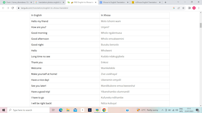 translate your english documents to isixhosa