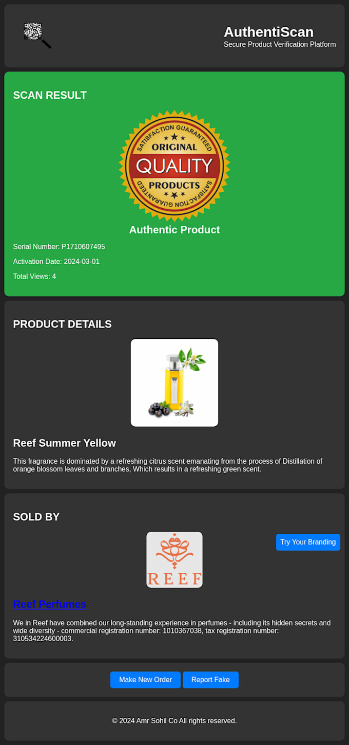 authentiscan qr product verification platform
