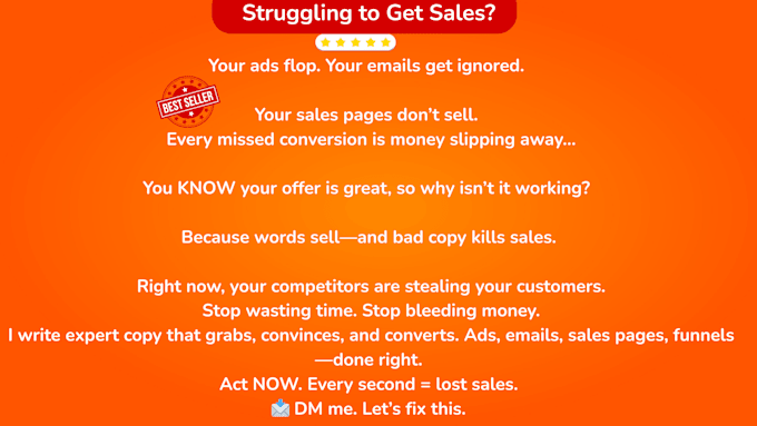 do expert copywriting for ads, sales pages, emails and funnels