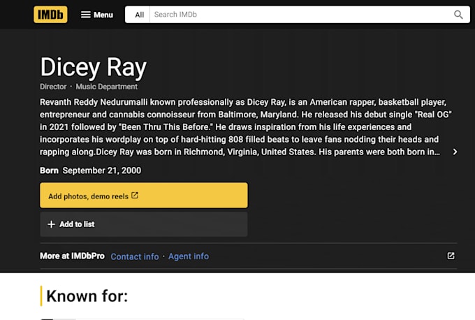 create an impressive imdb page for you