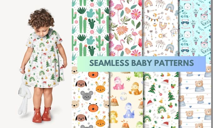 design cute seamless baby patterns for kids and babies