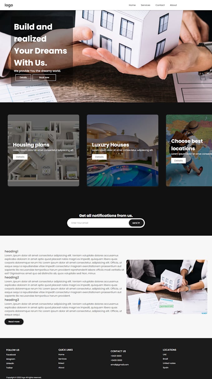 create modern website design in html, CSS, js, bootstrap