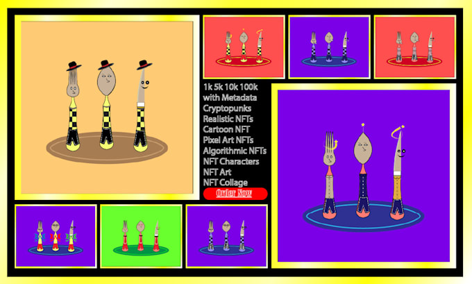 design 1k 5k 10k 100k cartoon cryptopunk pixel art nft collection with metadata